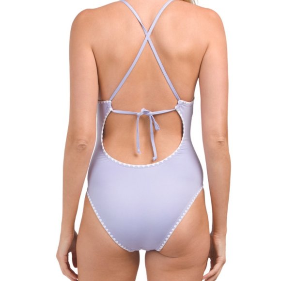 LUCKY BRAND Purple Shell Stitch One-piece Swimsuit Size L